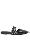 Alexander Mcqueen Leather Pointed Mules With Buckle In Black