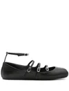 Alexander Mcqueen Mcqueen Leather Strap Ballet Flats In Schwarz