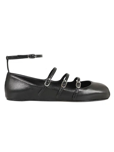 ALEXANDER MCQUEEN BUCKLED-STRAPS SQUARE-TOE BALLERINA SHOES