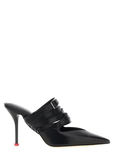 Alexander Mcqueen Buckle-strap Leather Mule In Black