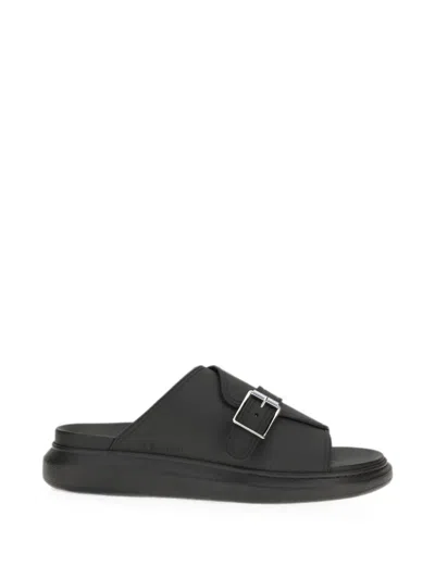 Alexander Mcqueen Buckle-strap Leather Sandals In Black