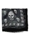 Alexander Mcqueen Skull-print Silk Scarf In Black