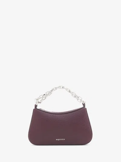 Alexander Mcqueen Burgundy Leather Mini T-bar Handbag