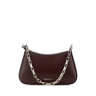 Alexander Mcqueen Textured Leather Chain Strap Mini Bag In Red