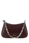 Alexander Mcqueen Textured Leather Chain Strap Mini Bag In Cranberrysilver