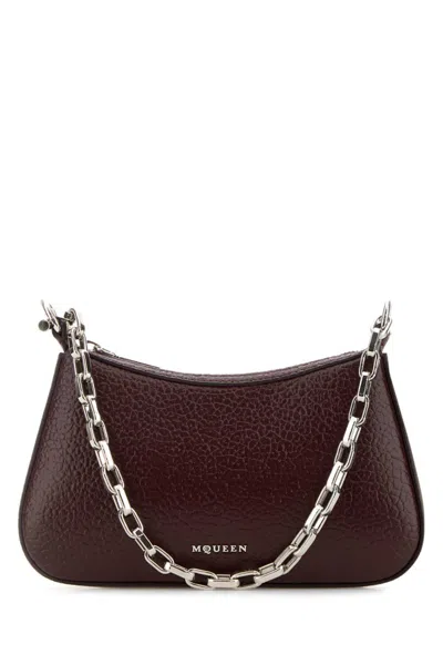 Alexander Mcqueen Burgundy Mini T-bar Shoulder Bag In Maroon