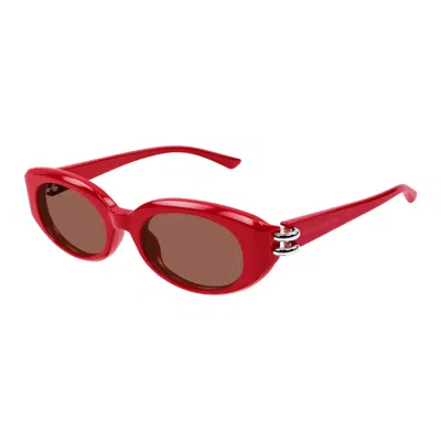 Alexander Mcqueen Burgundy Oval Ladies Sunglasses Am0469s 003 50 In Red