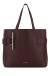 Alexander Mcqueen Tyrian Purple Leather T-bar Shopping Bag In Maroon