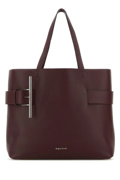 ALEXANDER MCQUEEN BURGUNDY T-BAR SLING TOTE BAG