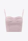 Alexander Mcqueen Rib-knit Bustier Sleeveless Top In Pink