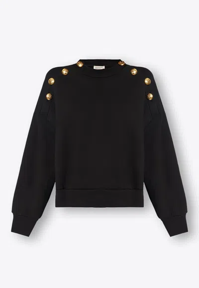 Alexander Mcqueen Button Embellished Crewneck Sweatshirt In Black