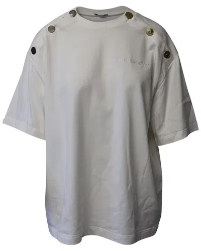 Pre-owned Alexander Mcqueen Button Embellished T-shirt, Size It 50 (authentic Pre-loved)