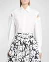 ALEXANDER MCQUEEN BUTTON-FRONT BLOUSE WITH LACE-UP SLEEVE DETAILS