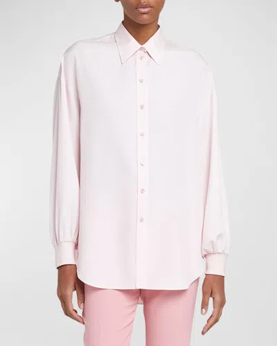 Alexander Mcqueen Button-front Collared Blouse With Cocoon Sleeves In Ice Pink