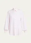 Alexander Mcqueen Button-front Collared Blouse With Cocoon Sleeves In Pink
