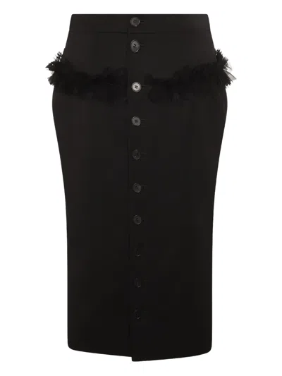 Alexander Mcqueen Button-front Ruffled Skirt In Black