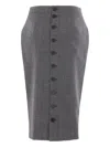 Alexander Mcqueen Button-front Wool Skirt In Gray