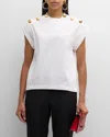 Alexander Mcqueen Seal Button-embellished T-shirt In White
