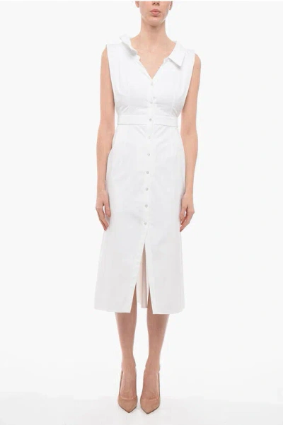 Alexander Mcqueen Button Up Dress With Collar In White