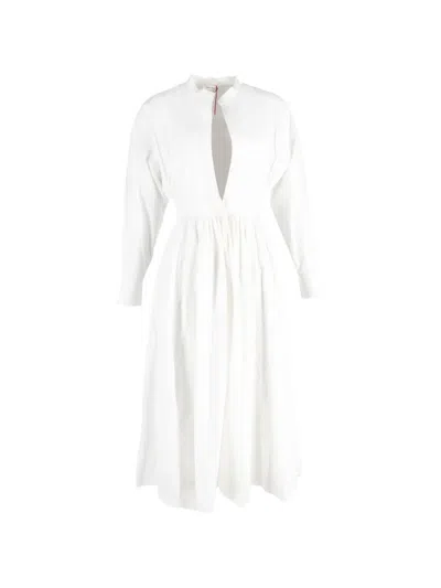 Pre-owned Alexander Mcqueen Button-up Long-sleeve Midi Dress In White