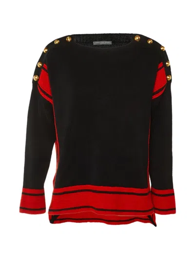 Pre-owned Alexander Mcqueen Button-detail Striped Sweater In Black