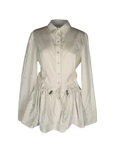 Pre-owned Alexander Mcqueen Button-down Flared Dress In White