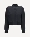 Alexander Mcqueen Buttoned Bomber Jacket With Visible Stitching In Black