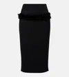 Alexander Mcqueen Buttoned Lace-trimmed Wool Pencil Skirt In Black