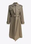 Alexander Mcqueen Buttoned Trench Coat In Sand