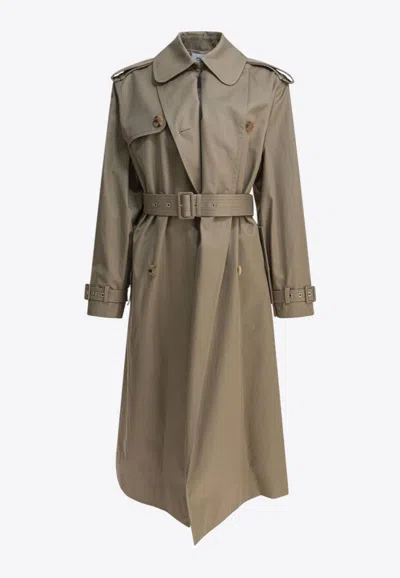 Alexander Mcqueen Buttoned Trench Coat In Sand