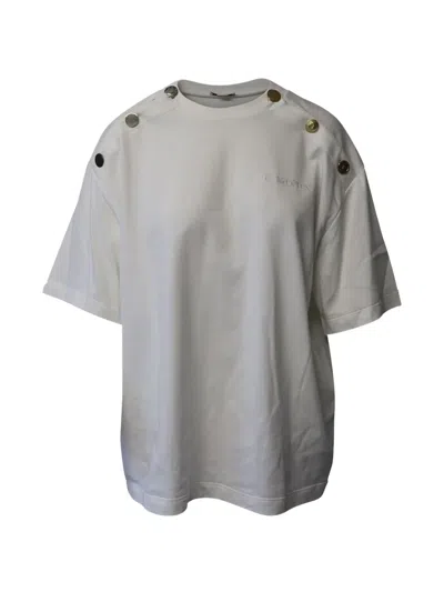 Pre-owned Alexander Mcqueen Button-embellished Cotton T-shirt In White