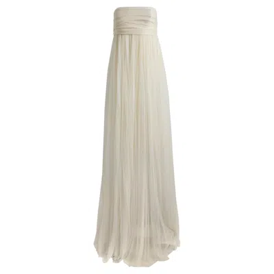 Pre-owned Alexander Mcqueen By Sarah Burton 2012 Tulle Gathered Bustier Draped Gown In Sand