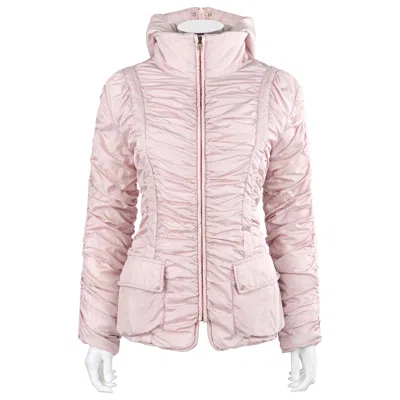 Pre-owned Alexander Mcqueen C.1990's Vtg Pink Ruched Hooded Zip Up Puffer Jacket Coat