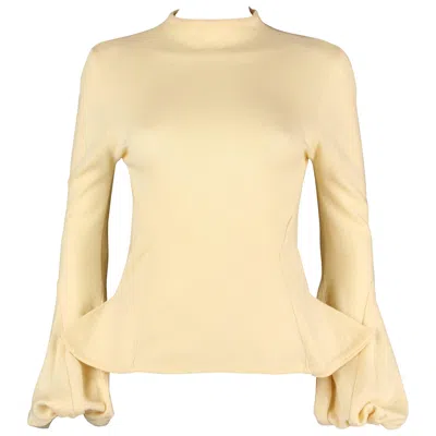 Pre-owned Alexander Mcqueen C1998 Early Pale Yellow Wool Knit Balloon Cuff Sweater Size 44