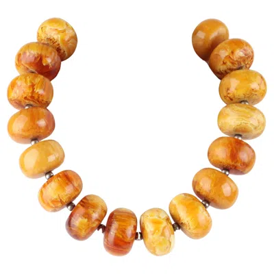 Pre-owned Alexander Mcqueen C.2006 Orange Large Marbled Resin Beaded Metal Necklace W/box