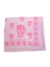 Alexander Mcqueen Light Pink Printed Silk Foulard Scarf In Multicolor