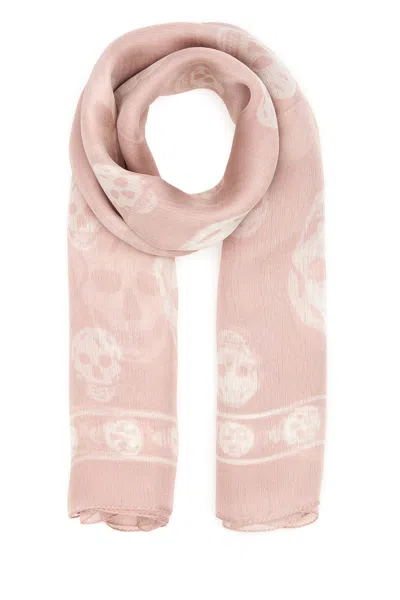 Alexander Mcqueen Printed Silk Foulard In Pink | ModeSens