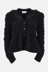 Alexander Mcqueen Cable- Knit Peplum Cardigan In Black
