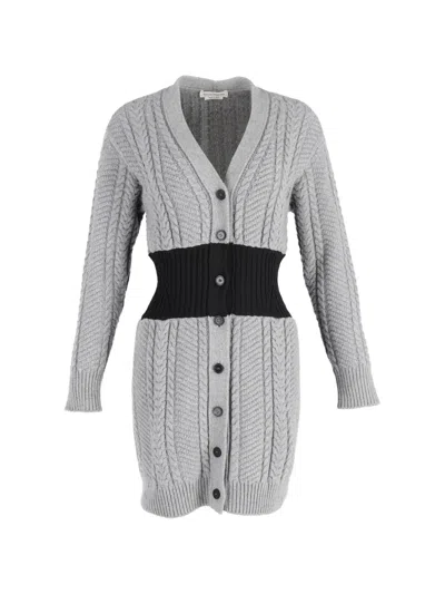 Pre-owned Alexander Mcqueen Cable-knit Cardigan In Gray