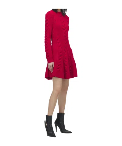 Alexander Mcqueen Cable-knit Mini Dress In Pink
