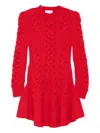 Alexander Mcqueen Ribbed And Cable-knit Wool And Cashmere-blend Mini Dress In Red
