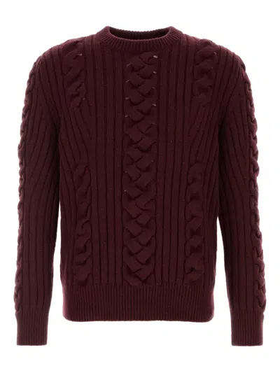 Alexander Mcqueen Cable-knit Sweater In Burgundy