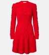 Alexander Mcqueen Cable-knit Wool And Cashmere Minidress In Red