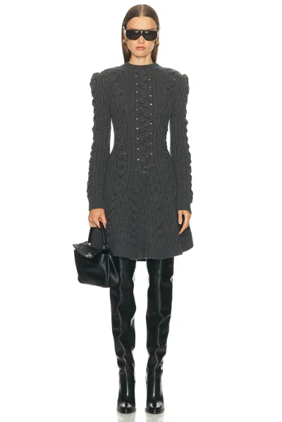 Alexander Mcqueen Cable Mini Dress In Gray