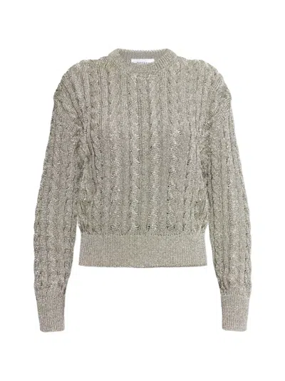 Alexander Mcqueen Cable-knit Metallic Sweater In Gray
