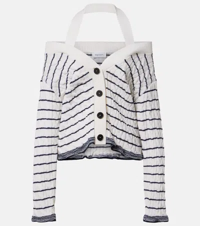 Alexander Mcqueen Cable-knit Striped Cardigan In White