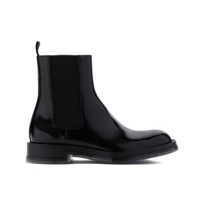 Alexander Mcqueen Calf Leather Boots In Black