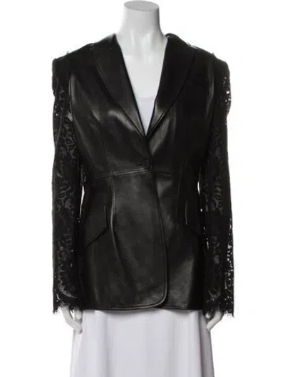 Pre-owned Alexander Mcqueen Calf Leather Coat In Black