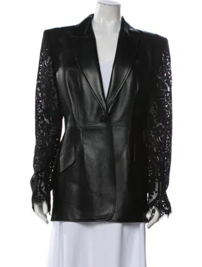 Pre-owned Alexander Mcqueen Calf Leather Evening Jacket In Black
