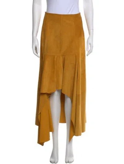 Pre-owned Alexander Mcqueen Calf Leather Midi Length Skirt In Yellow